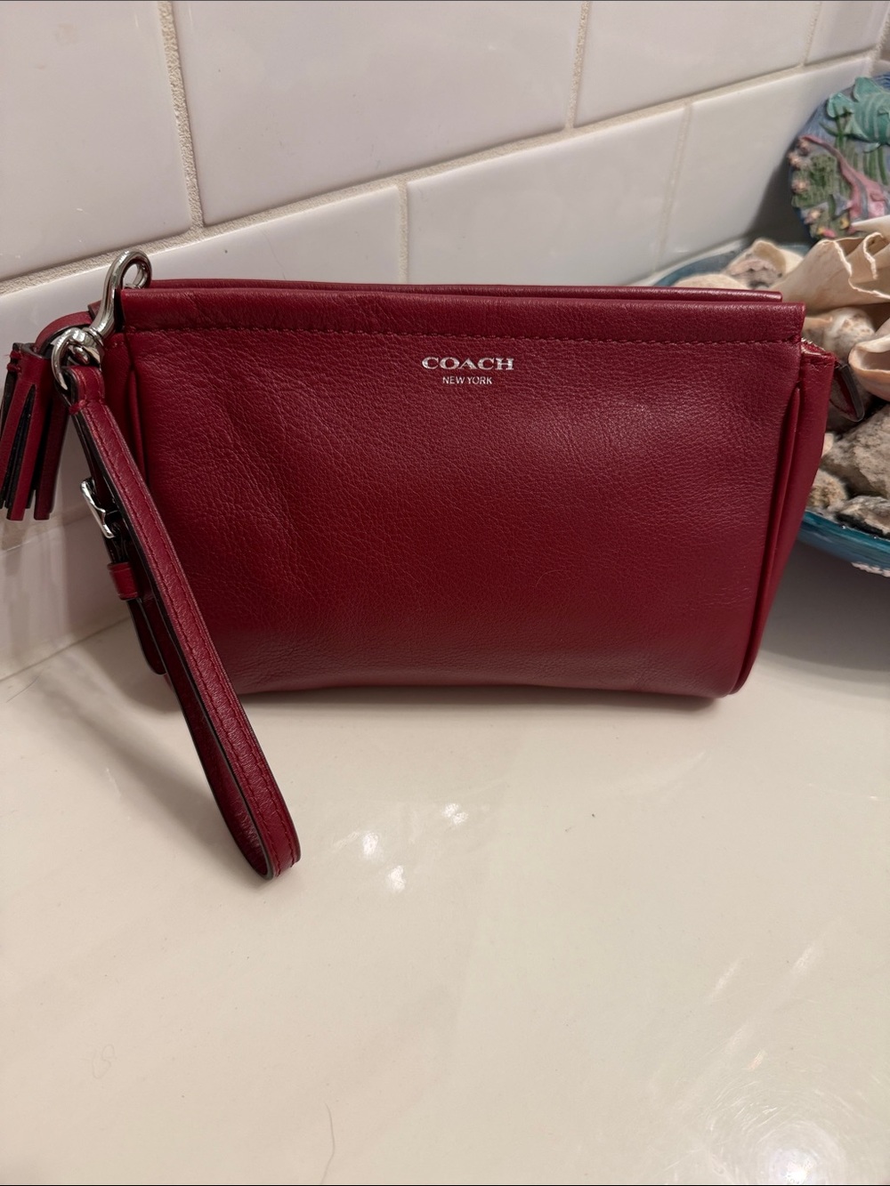 Coach Legacy Burgundy Wristlet Clutch EUC